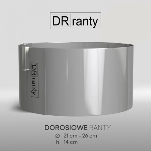 Opaska rant obręcz do tortu ciasta forma regulowana średnica od 21 do 26 cm wysokość 14 cm Dorosiowe Ranty